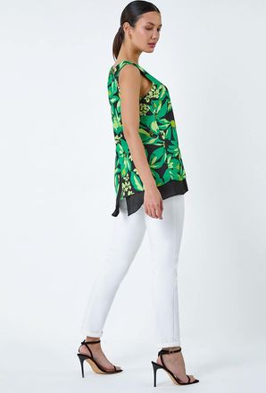 Roman Floral Print V-Neck Double Layer Vest Top