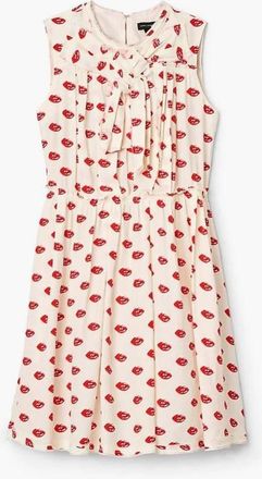 Marc Jacobs Lips Pleated Midi Dress - Dames - Korte kleedjes - Beige - XL - Kleedjes