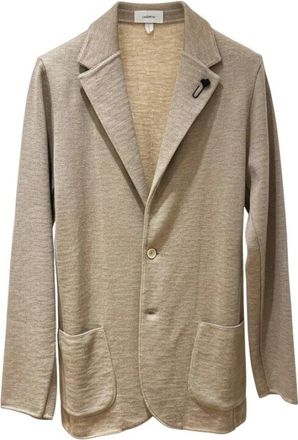 Lardini Single-breasted Blazer - Heren - Blazers - Beige - L - Wol - Jassen