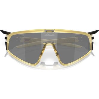 Oakley x Patrick Mahomes II Latch Panel 35mm Small Prizm Rectangular Shield Sunglasses in Black Gold at Nordstrom