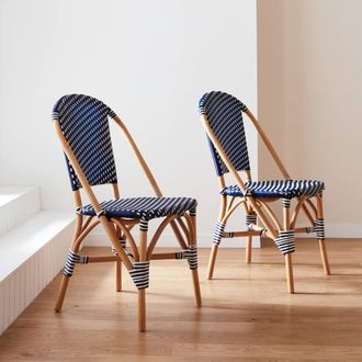 Sweeek Pair Of Rattan Bistro Chairs & Polyrattan in Blue