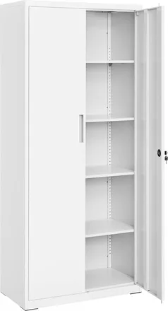 Songmics Armario de garaje con 2 puertas de acero blanco
