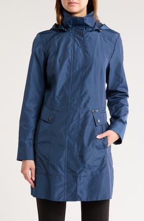 Cole Haan Back Bow Packable Hooded Raincoat in Coastal Blue at Nordstrom Rack, Size X-Small