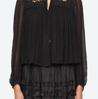 Sea New York Daphne Lace Long Sleeve Top In Black