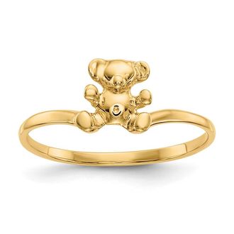 Diamond2Deal 14k Yellow Gold Polished Teddy Bear Ring