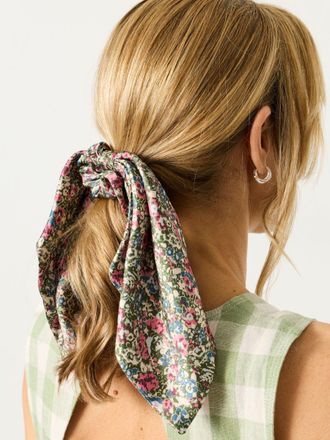 Fat Face FatFace Green Ditsy Tie Scrunchie