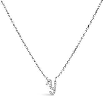 House of Brilliance 10K Gold Diamond Accent A-Z Initial Script Style Pendant Necklace
