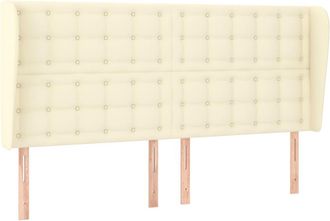 vidaXL Cabecero Con Orejas Cuero Sint&eacute;tico Crema 203x23x118/128 Cm Vidaxl