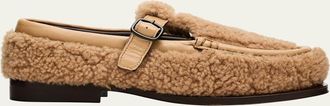 Hereu Alber Curly Shearling T-Bar Loafers