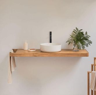 Sklum Conjunto De Mueble De Ba&ntilde;o 130x45 Cm Suspendido En Madera De Teca Neill Sklum