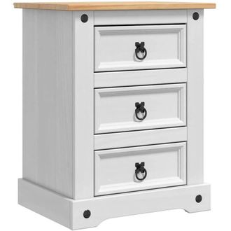 vidaXL Bedside Table with Drawer White 53 x 39 x 66 cm Solid Pine Wood vidaXL