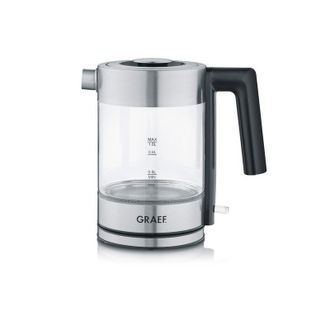 GRAEF Hervidor De Vidrio Graef Wk300 - Hervidor De 1 Litro, Dise&ntilde;o De Alta Calidad, Vidrio Schott Duran, Acero Inoxidable, Led, Marca De Nivel De Llenado, B