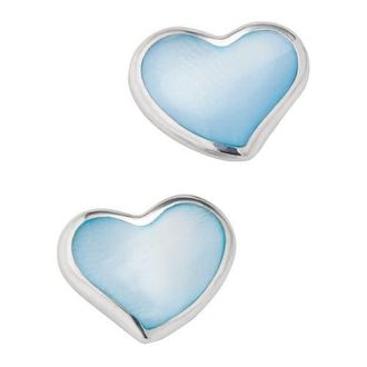 Jan Leslie Heart Stud Earring Set In Sterling Silver in Blue at Nordstrom