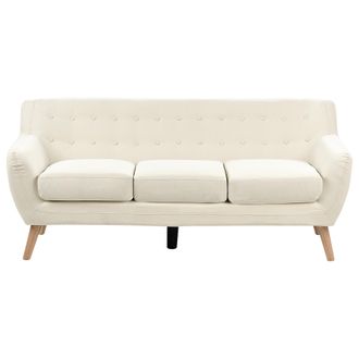 Beliani Beliani - Sof&aacute; 3 Plazas Moderno Respaldo Capiton&eacute; Tela Beige Claro Motala