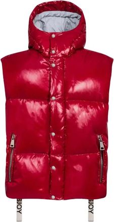 Khrisjoy Rode Puffer Bodywarmer met Capuchon - Dames - Bodywarmers - Rood - S - Polyester - Jassen