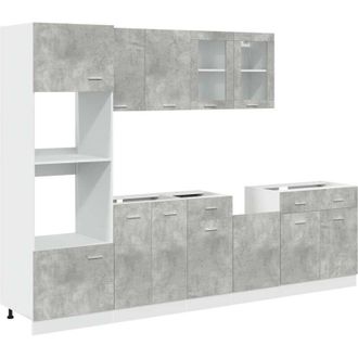 vidaXL Set Mobili da Cucina 7 pz Lyon Grigio Cemento vidaXL