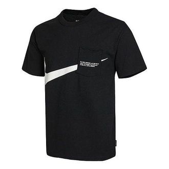 Nike Sportswear Swoosh Large Pocket Printing Sports Round Neck Short Sleeve Black DJ6297-010