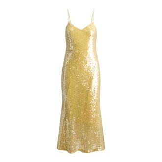 Ralph Lauren Sequined Sleeveless Cocktail Dress - Dames - Feestkleedjes - Geel - 3XS - Polyester - Kleedjes