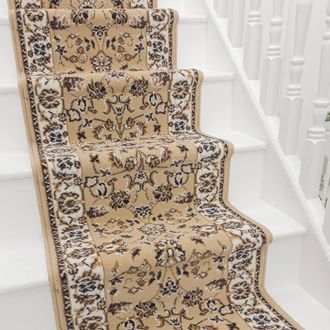 Runrug Stair Runner Carpet for Staircases - Soft & Comfy, 9mm - Traditional in Tan | Size: 60 cm x 510 cm