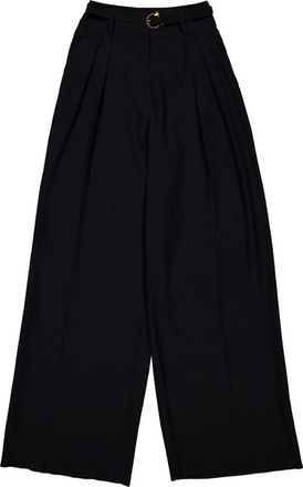Ferragamo Belted Wide-Leg Silk Trousers, Brand Size 38 ( US Size 4 )