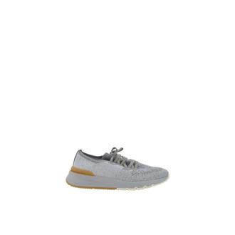 Brunello Cucinelli Brunello Cucinelli, Sneakers, male, Gray, Size: 13 US Mesh Lace-Up Sneakers with Contrasting Heel