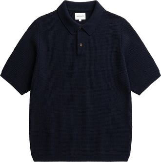 Norse Projects Textured Cotton Crepe Polo with Classic Collar