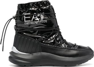 Emporio Armani Black Mountain Cross Padded Ruched Ankle Boots