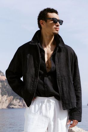 Alo | Linen Days Full Zip Jacket in Black, Size: Medium