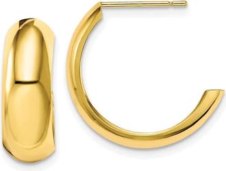 Diamond2Deal 10k Yellow Gold Polished 6.5mm J- Shape Hoop Earrings