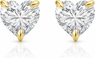 MAX + STONE Solid 14k Yellow Gold Heart Cut Cubic Zirconia Stud Earrings