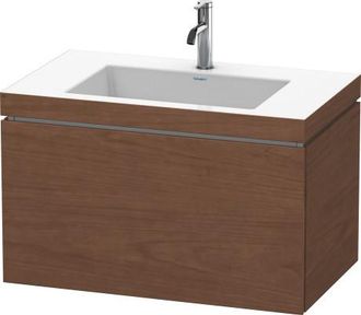 Duravit Lavabo Para Muebles Duravit L-cube C-bonded Con Base, Colgante, 80x48 Cm, 1 Extra&iacute;ble, Sin Rebosadero, 3 Agujeros Para Grifos, Color: Chapa De Madera 