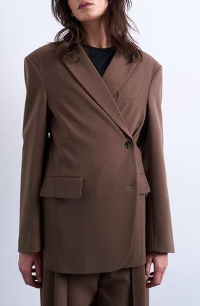 Topshop Asymmetric Slouchy Blazer in Taupe at Nordstrom Rack, Size 10 Us (Fits Like 10-12) Uk