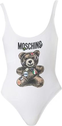 Moschino Adrian Graphic Print Witte Badpak - Dames - Badpakken - Wit - S - Polyester - Badmode