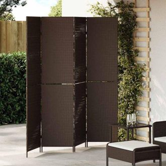 vidaXL Divider per stanze Pieghevole Marrone 195 x 180 cm polyrattan - Vidaxl
