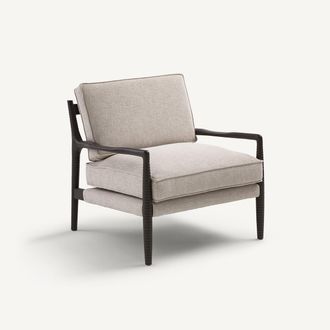 AM.PM Fauteuil in gebeitst essenhout en gem&ecirc;leerde katoenen stof, DILMA