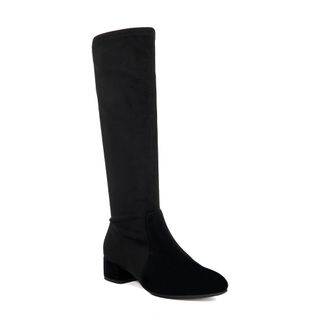Dune London Womens Ladies Topsys - Quilted Wellington Boots - Black Suede - Size UK 6