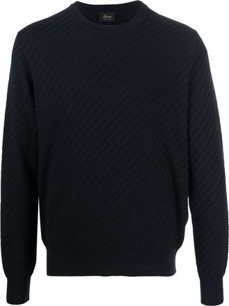 Brioni crew-neck cotton-silk jumper - men - Silk/Cashmere/Cotton - 48 - Blue
