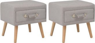 vidaXL Mesitas de noche 2 unidades 40x35x40 cm tela gris vidaXL