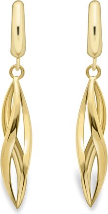 Jewelco London 9ct Gold Twist Flame Torpedo Drop Earrings - ERNR02402