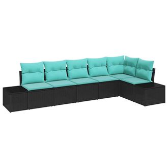 vidaXL Set Divano Da Giardino 6 Pz Nero Polyrattan Vidaxl