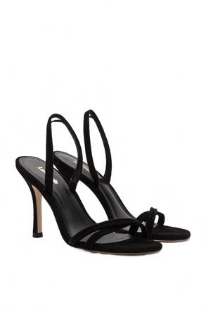 Larroude Womens Annie Sandal In Black Suede
