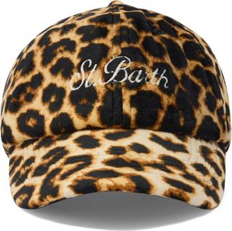 MC2 Saint Barth Accessoires, Dames, Bruin, ONE Size, Katoen, Baseball Velvet Leopard 18 EMB