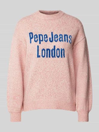 Pepe Jeans London Strickpullover mit gerippten Abschl&uuml;ssen Modell NALA in Rosa Melange, Gr&ouml;&szlig;e XL