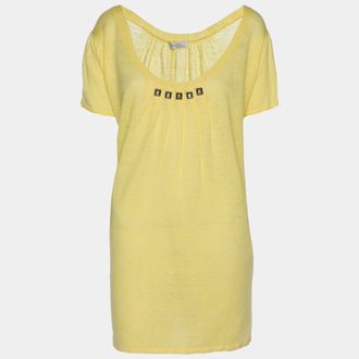 Basler Yellow Linen Knit Blend Glam Rock Strick Tops