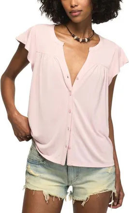 Lucky Brand Sandwash Relaxed Fit Button-Up Top in Shell Pink at Nordstrom, Size X-Large