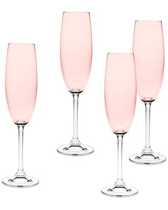 Godinger Meridian Blush Set Of 4 Flute Glasses