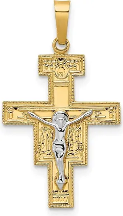Diamond2Deal 14k Two-tone Gold Solid Crucifix Pendant