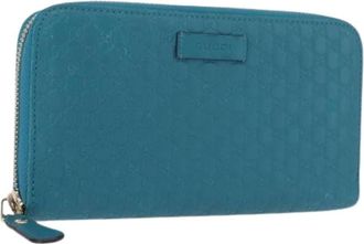 Gucci Pre-owned Wallets, female, Blue, Size: ONE SIZE Pre-owned Canvas Wallet