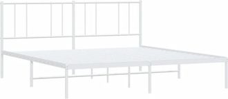 vidaXL Metal Bed Frame without Mattress with Headboard White 200x200cm Vidaxl