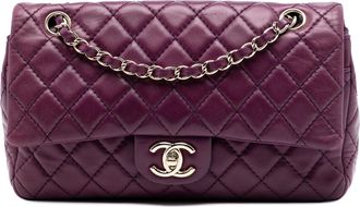 Chanel Pre-owned Womens Medium Classic Lambskin Double Flap - Purple Leather - One Size